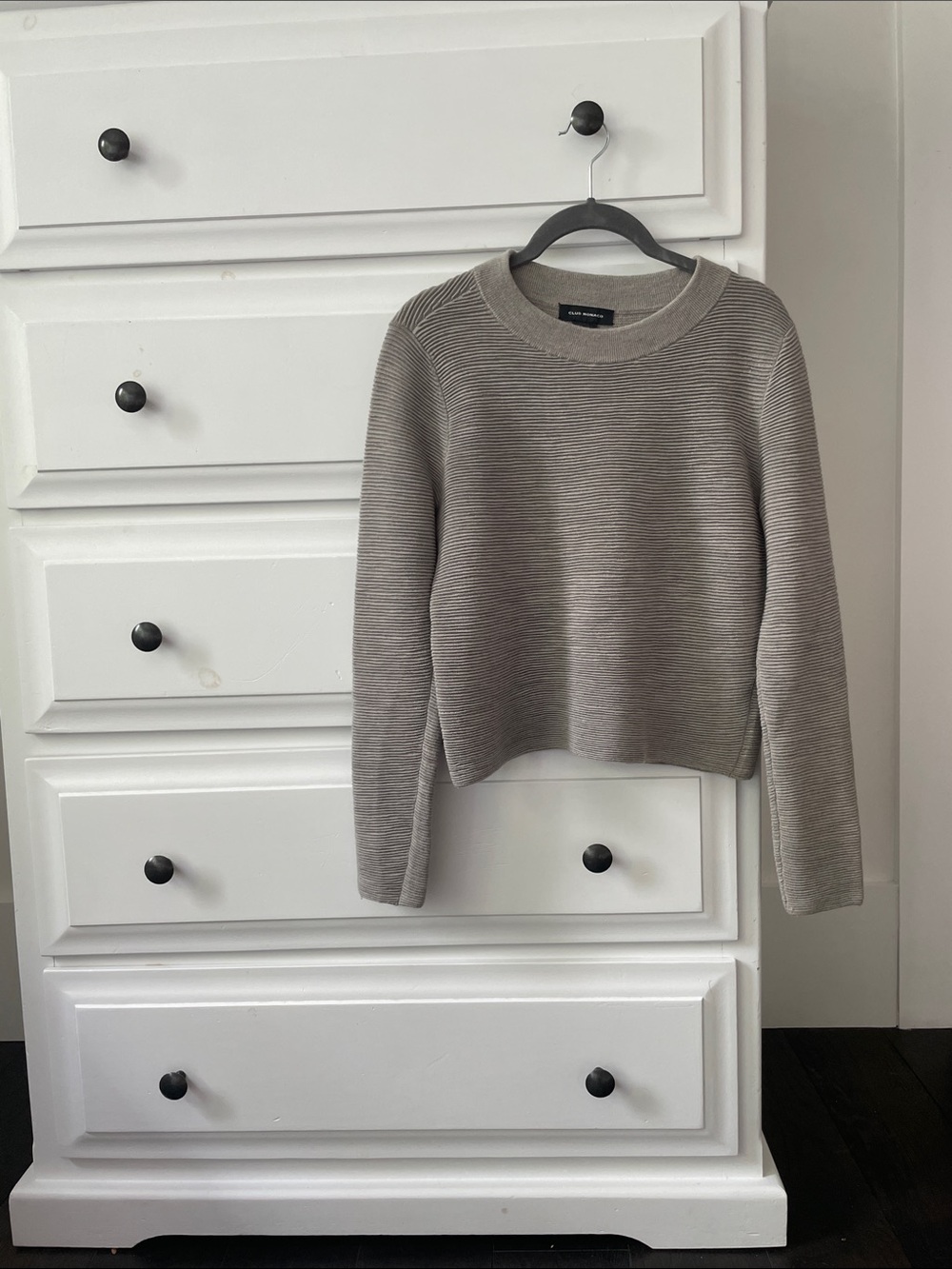 Club Monaco Ribbed Crewneck Sweater in Grey